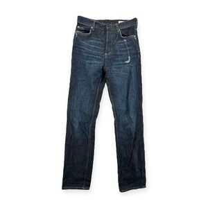Zara Jeans Womens Size 4 Straight Blue Denim Distressed High Rise‎ Button Fly